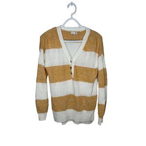 SO Cotton & Acrylic Blend Striped Knit Sweater Yellow XS